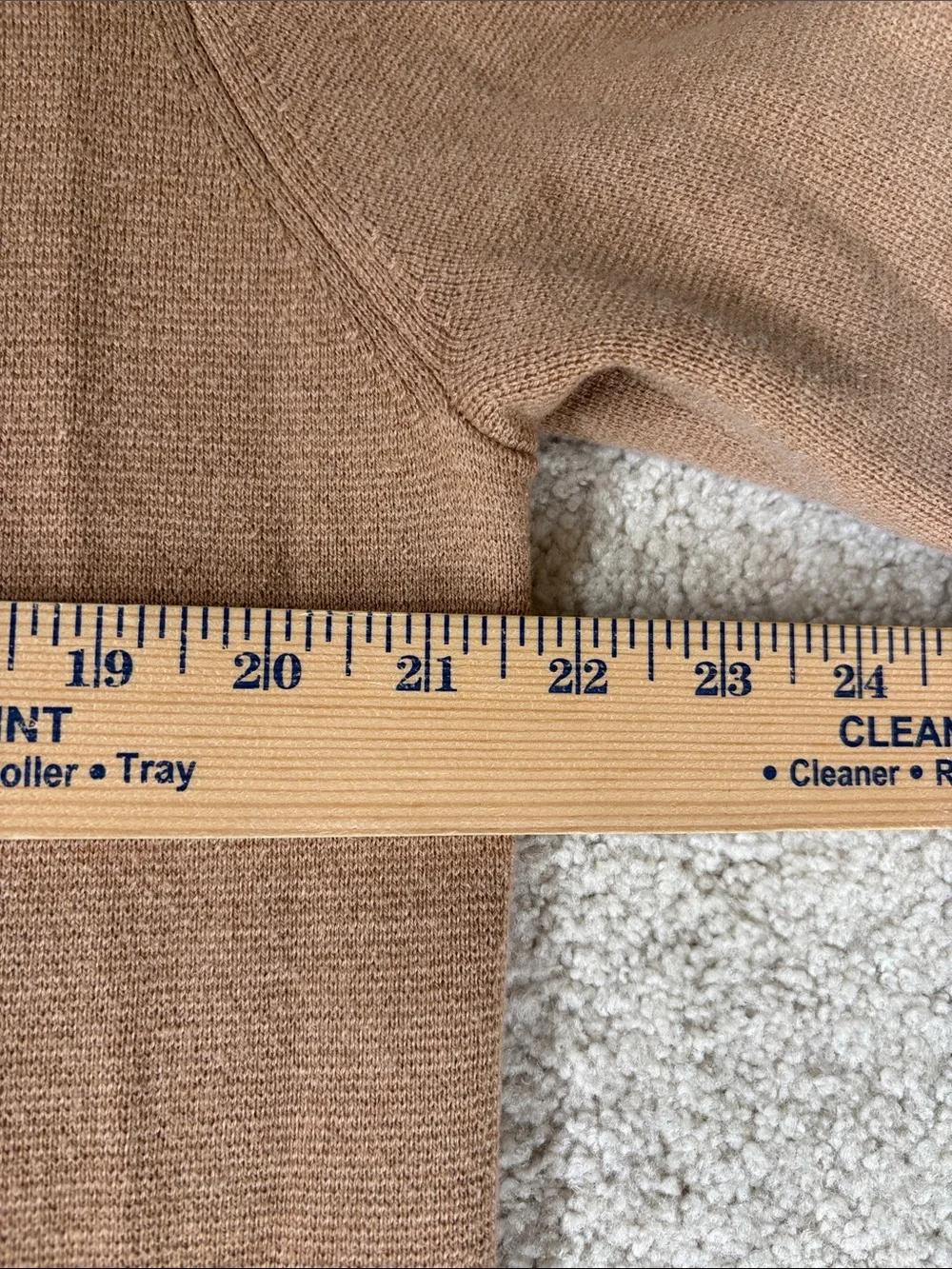 J Crew Merino Wool Cotton Open Front Long Cardigan Sweater Camel Tan Women M